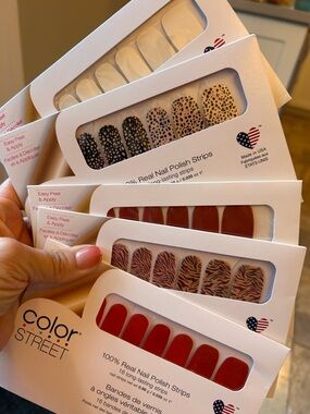 Color Street Red, Nude & Leopard/Zebra Print Nail Strips